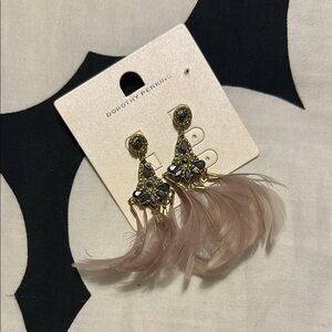 Dorothy Perkins Feather Drop Earrings - Beige